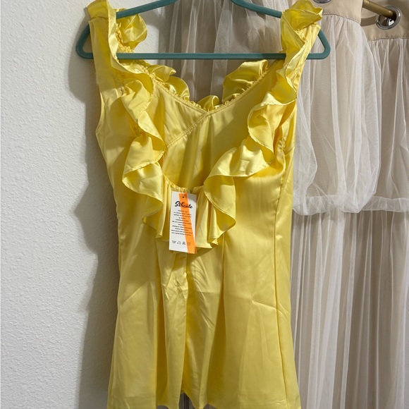 Yellow Ruffled Backless Dress - Picture 2 of 4